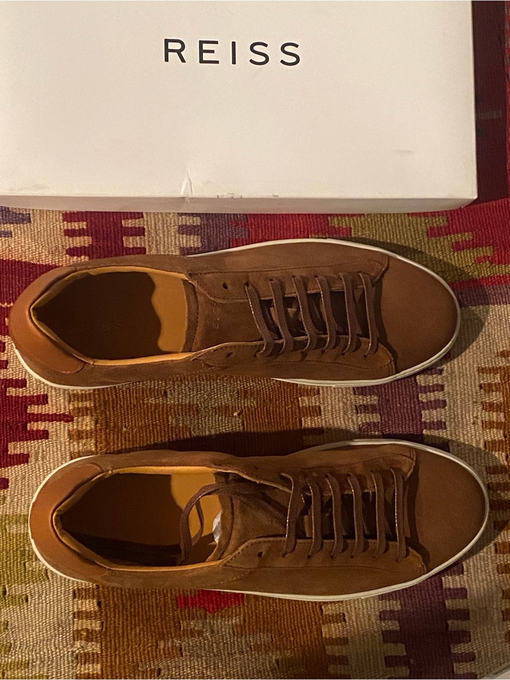 REISS Brown Suede Men's Low-Top Sneakers with White Sole 12(11uk) 45eu